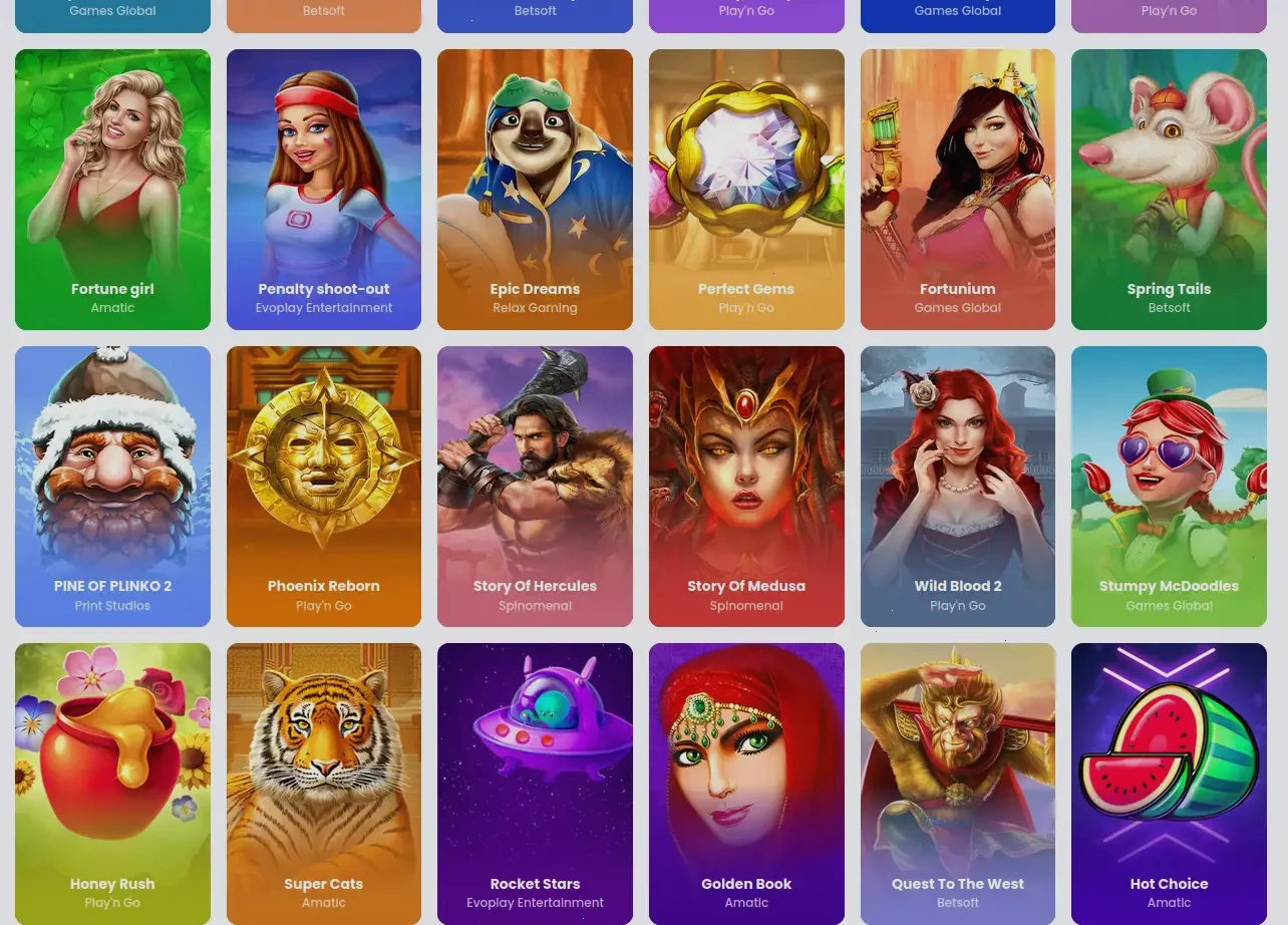 Immerion Online Casino Spielauswahl nach der Anmeldung
